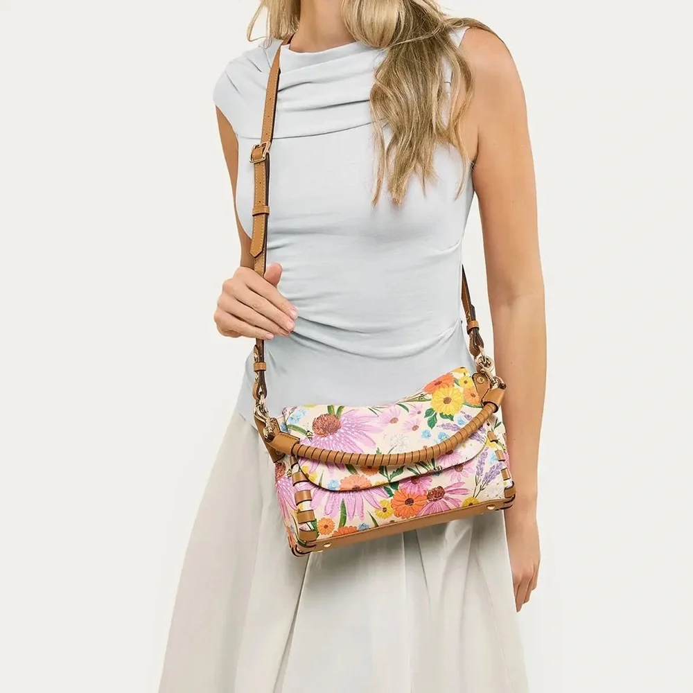 Aimee Kestenberg Zen Convertible Crossbody Floral Leather Shoulder - Picture 9 of 16